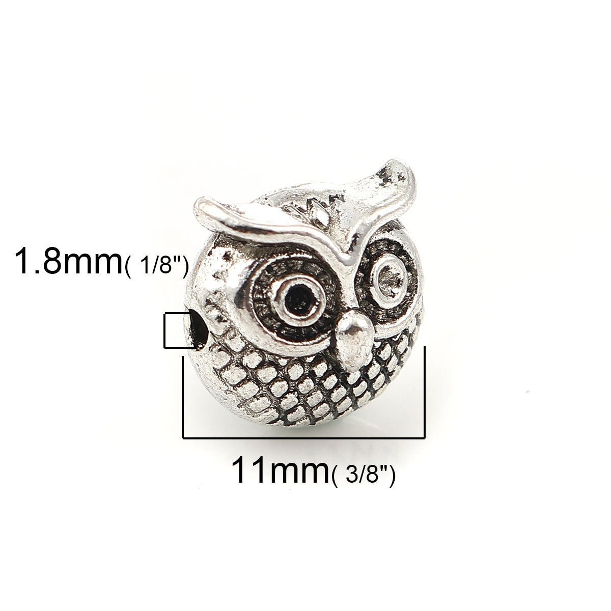 *20* 11mm Antique Silver Owl Beads