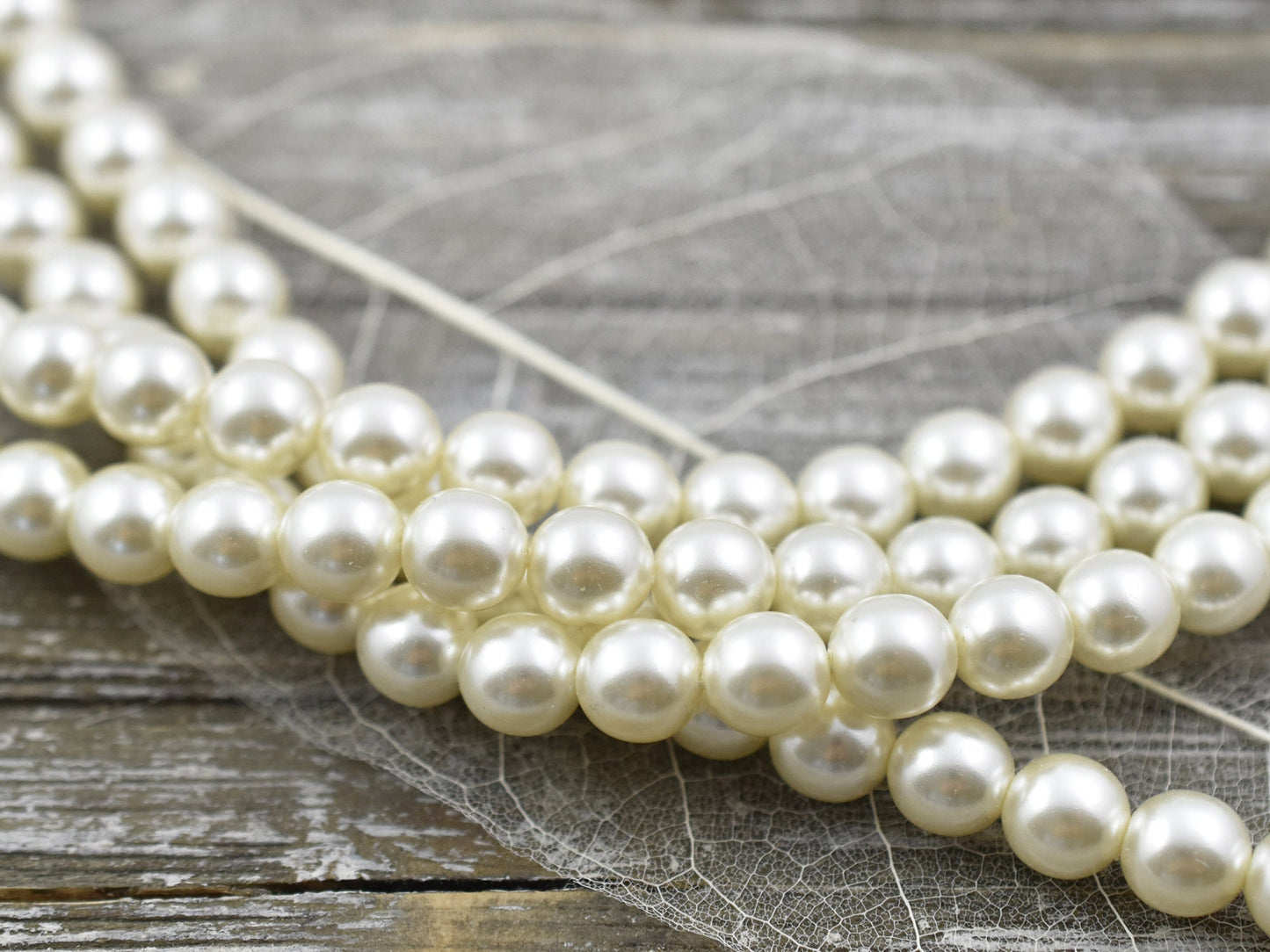 Czech Glass White Round Pearl Beads -- Choose Your Size