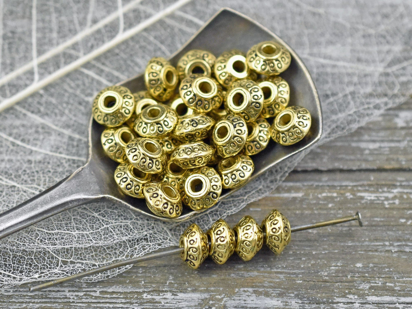 Metal Beads - Gold Beads - Gold Spacers - Antique Gold - Metal Spacers - Gold Rondelle - 100pcs - 4x7mm - (3703)