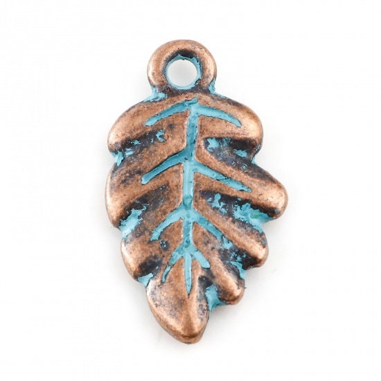 *20* 19x11mm Copper Patina Leaf Charms