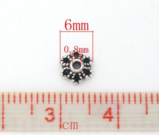 6mm Antique Silver Floral Bead Caps - 300pcs