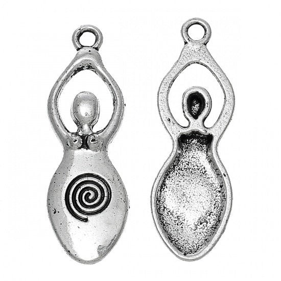 *10* 39x13mm Antique Silver Goddess Charms