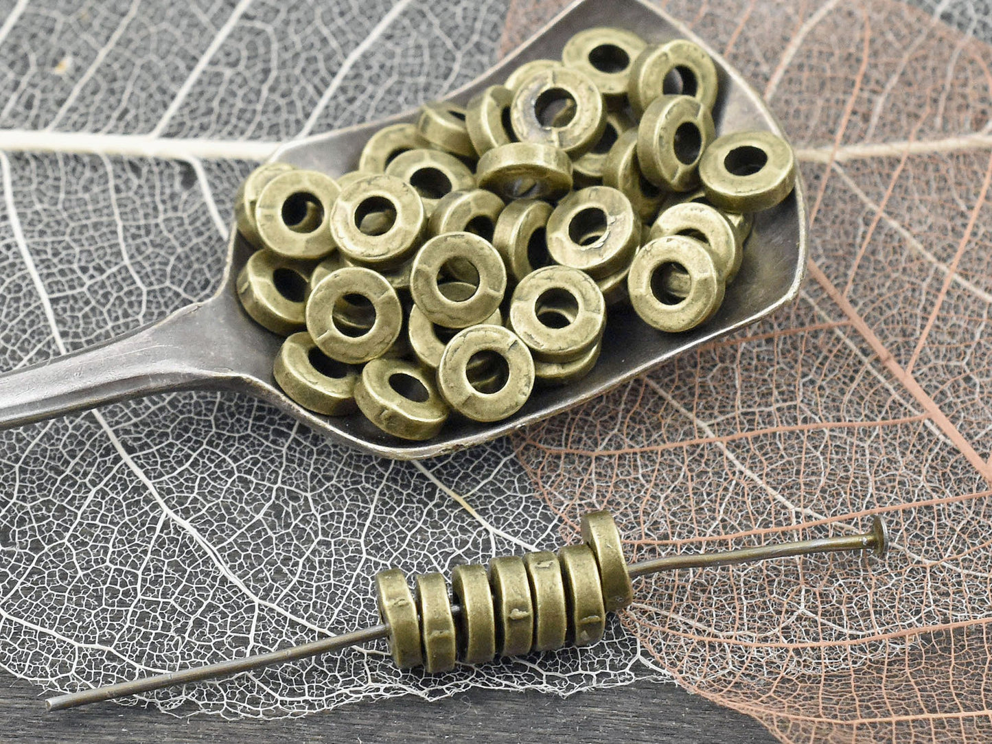 *100* 6x2mm Antique Bronze Donut Spacer Beads