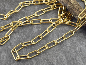Paper Clip Chain - Gold Chain - Stainless Steel Chain - Sold by the foot - 17x7mm - (CH-G06)