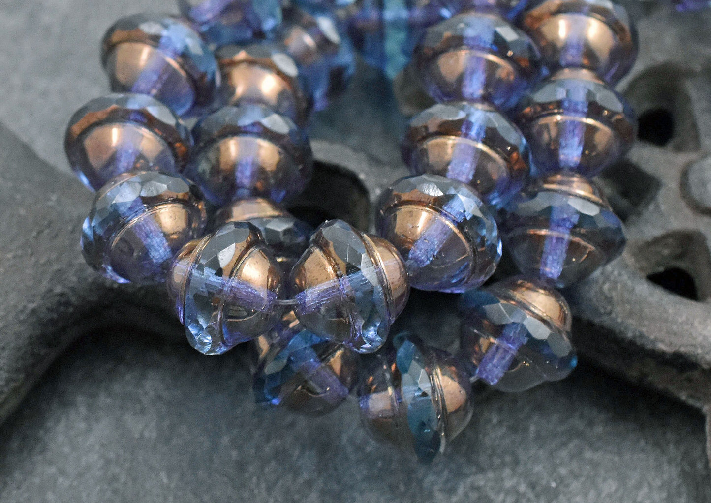 Bronze Washed Blue Aqua Saturn Beads