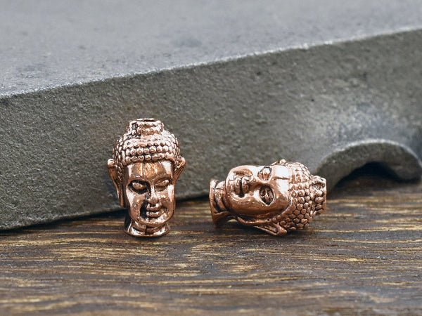 *5* 13x9mm Antique Gold Buddha Head Beads