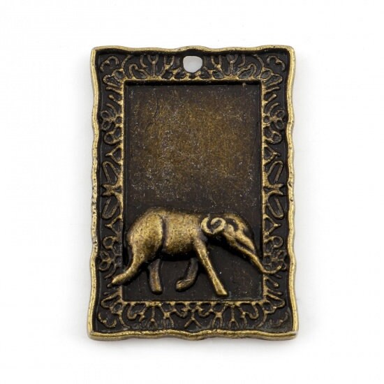 Elephant Pendant - Amulet Pendant - Metal Pendant - Bronze Pendant - 32x22mm - 10pcs - (B293)