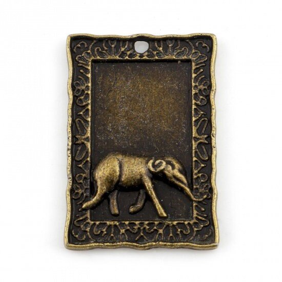 Elephant Pendant - Amulet Pendant - Metal Pendant - Bronze Pendant - 32x22mm - 10pcs - (B293)
