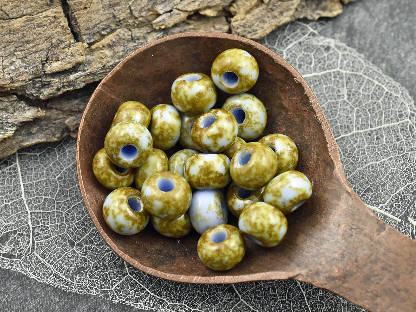 50G Opaque Lt. Blue Picasso Czech 32/0 Seed Beads