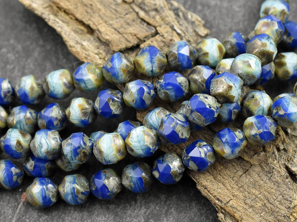 Picasso Beads -Czech Glass Beads - Central Cut - Round Beads - Baroque Beads - Picasso Glass - 8mm - 16pcs - (1601)