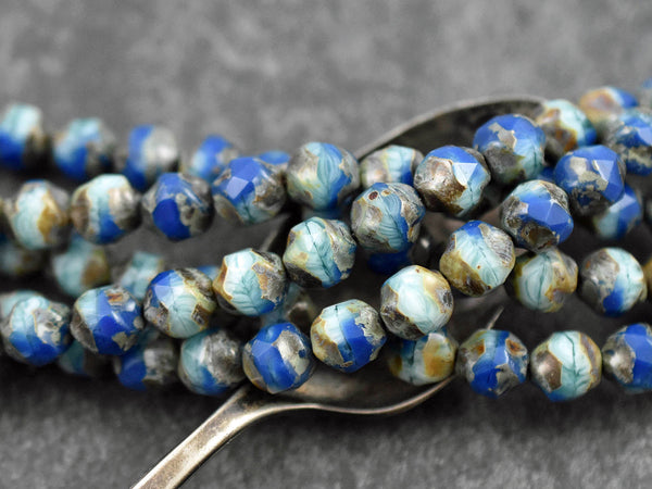 Picasso Beads -Czech Glass Beads - Central Cut - Round Beads - Baroque Beads - Picasso Glass - 8mm - 16pcs - (1601)