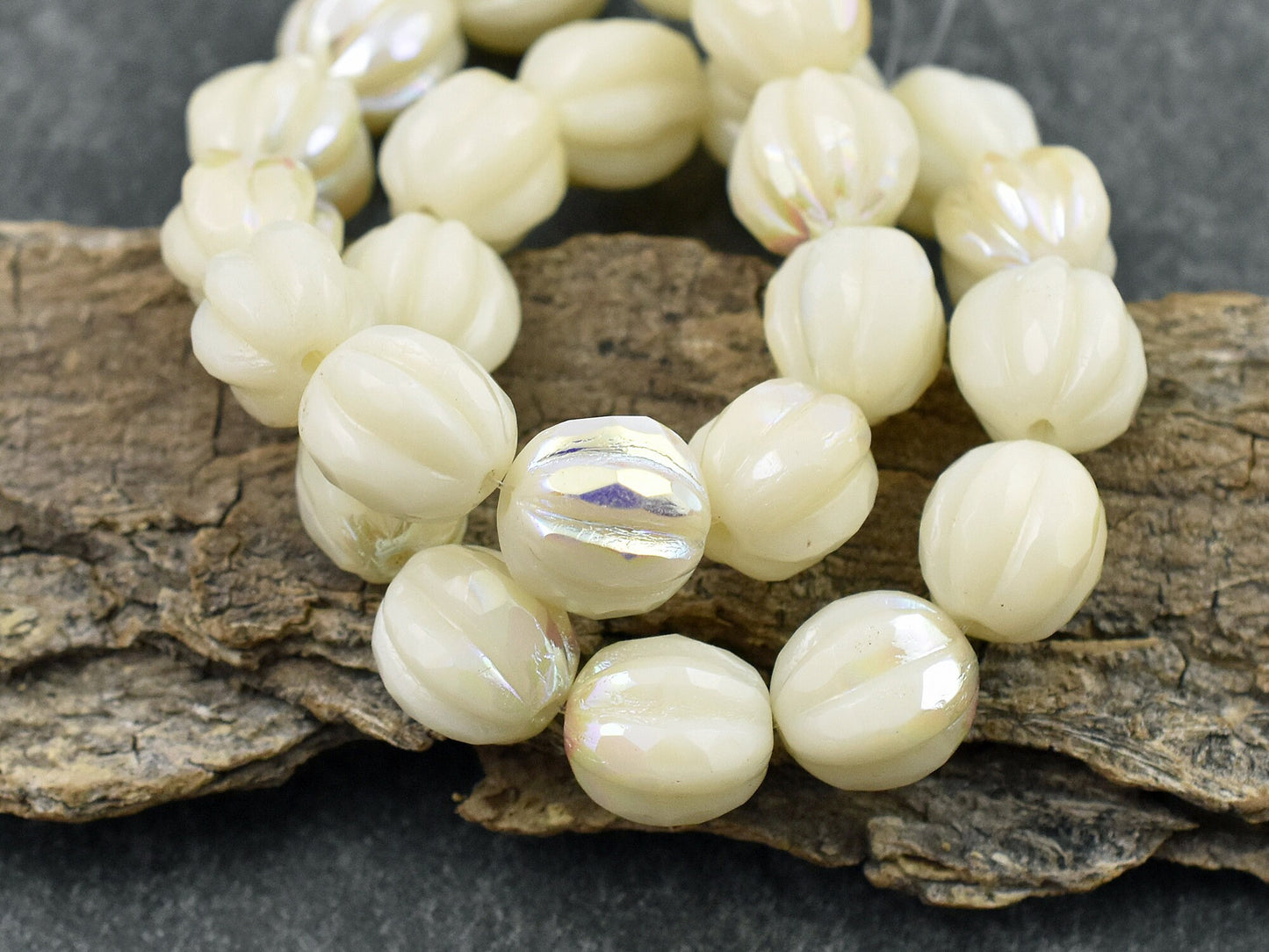 Czech Glass Beads - Faceted Melon - Melon Beads - Picasso Beads - Round Beads - 10mm - 12pcs (3144)