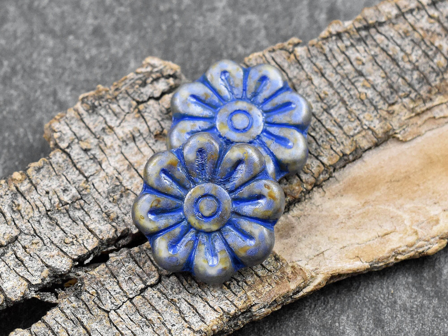 Picasso Beads - Czech Glass Beads - Flower Beads - Focal Beads - Czech Glass Flowers - Daisy Beads - 18mm - 6pcs - (4943)