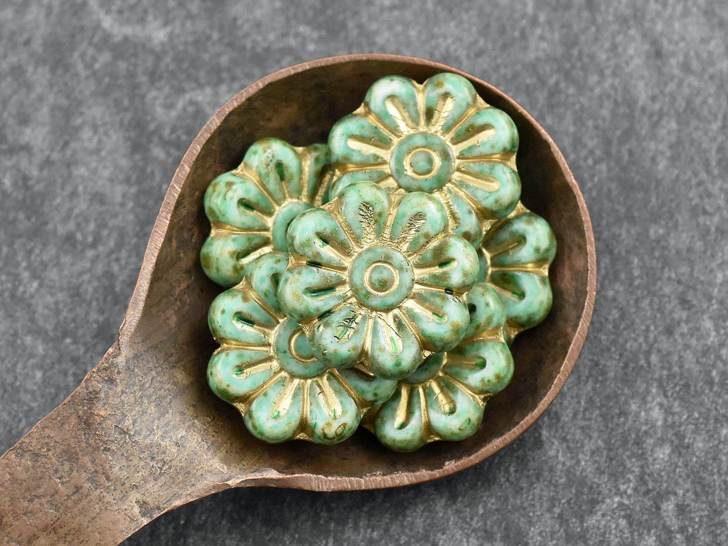 Picasso Beads - Flower Beads - Czech Glass Beads - Focal Beads - Czech Glass Flowers - Daisy Beads - 18mm - 6pcs - (1630)