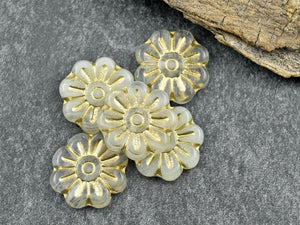 Flower Beads - Czech Glass Beads - Focal Beads - Czech Glass Flowers - Daisy Beads - 18mm - 6pcs - (4191)