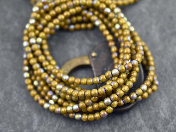 4mm Beads - Czech Glass Beads - Picasso Beads - Round Beads - Druk Beads - 50pcs - (2485)