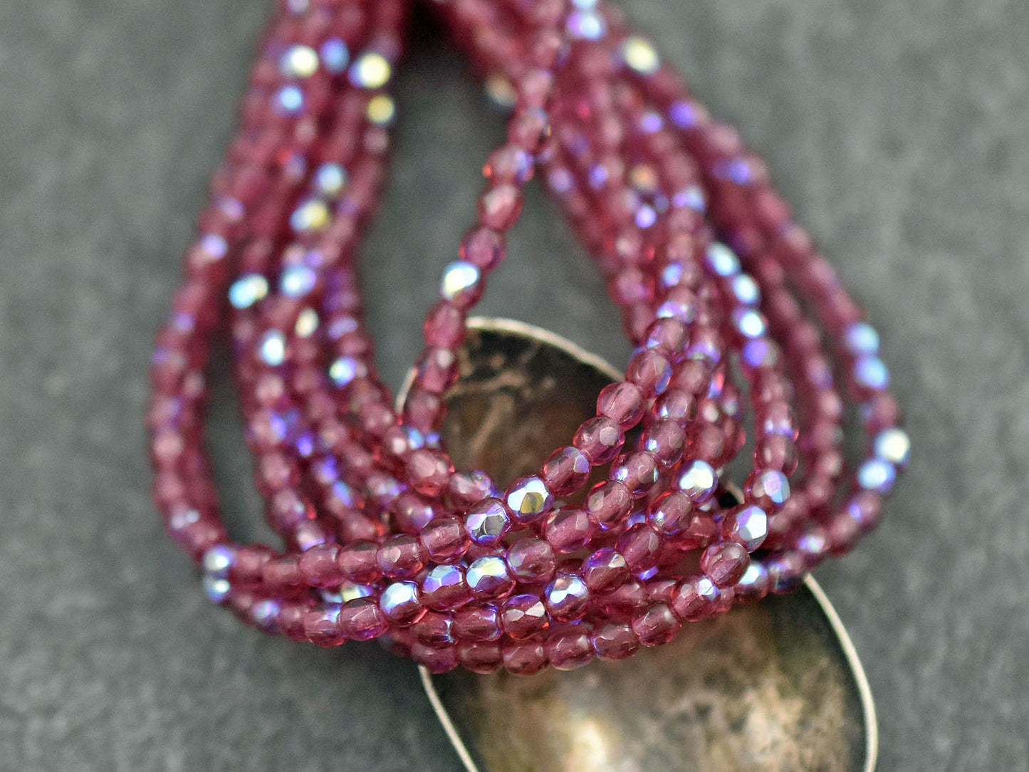 *50* 3mm Fuchsia AB Fire Polished Round Beads