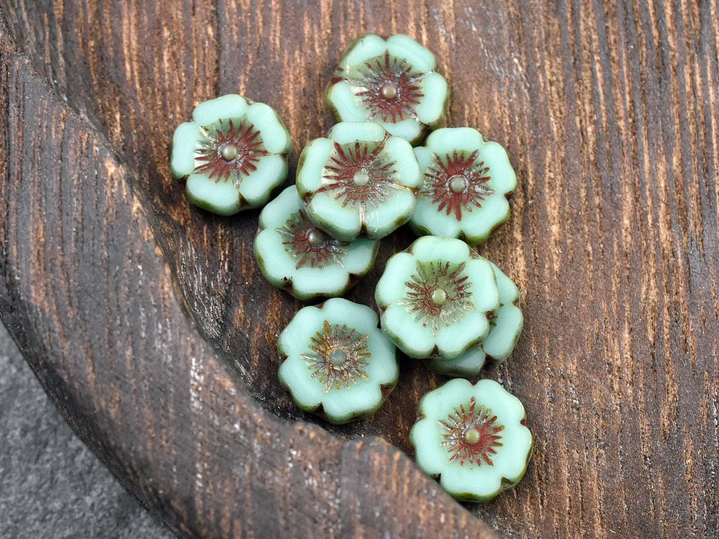 Picasso Beads - Czech Glass Beads - Hawaiian Flower Beads - Czech Glass Flowers - 12mm - 12pcs - (3978)