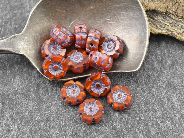 Czech Glass Beads - Czech Glass Flowers - Czech Glass Beads - 7mm Hawaiian Flower Beads - 12pcs - (381)