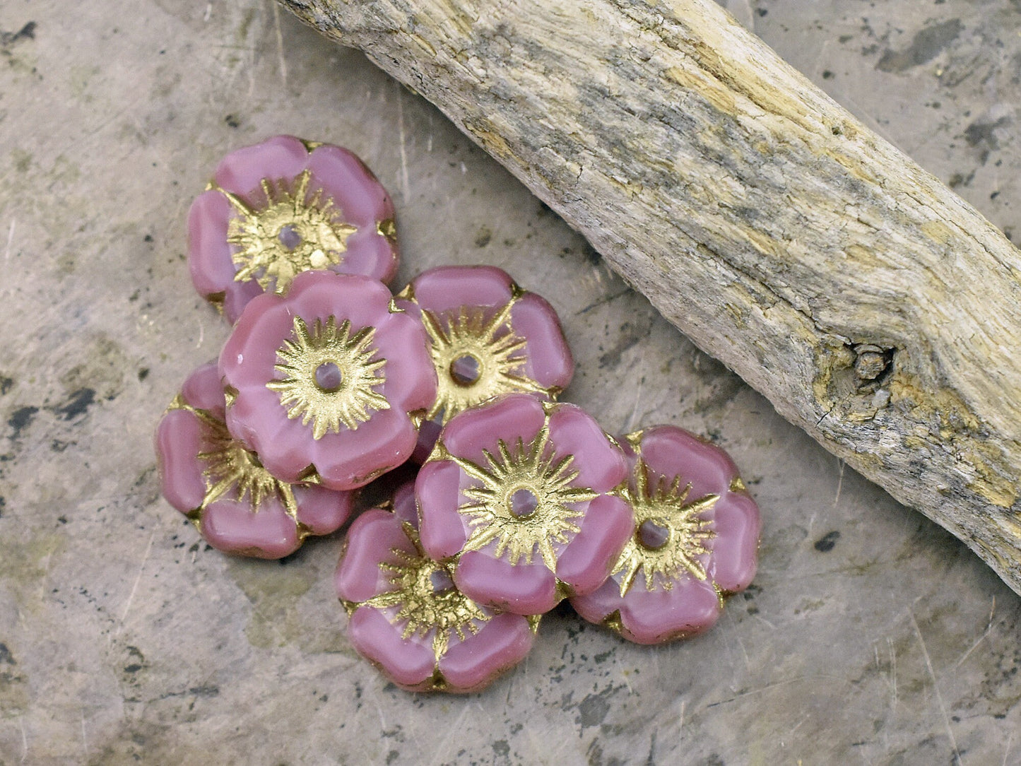 Flower Beads - Czech Glass Beads - Czech Glass Flowers - Picasso Beads - 12mm - 12pcs - (B808)