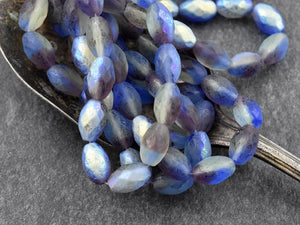 Czech Glass Beads - Etched Beads - Fire Polished Beads - Oval Beads - 12x8mm - 12pcs (2047)