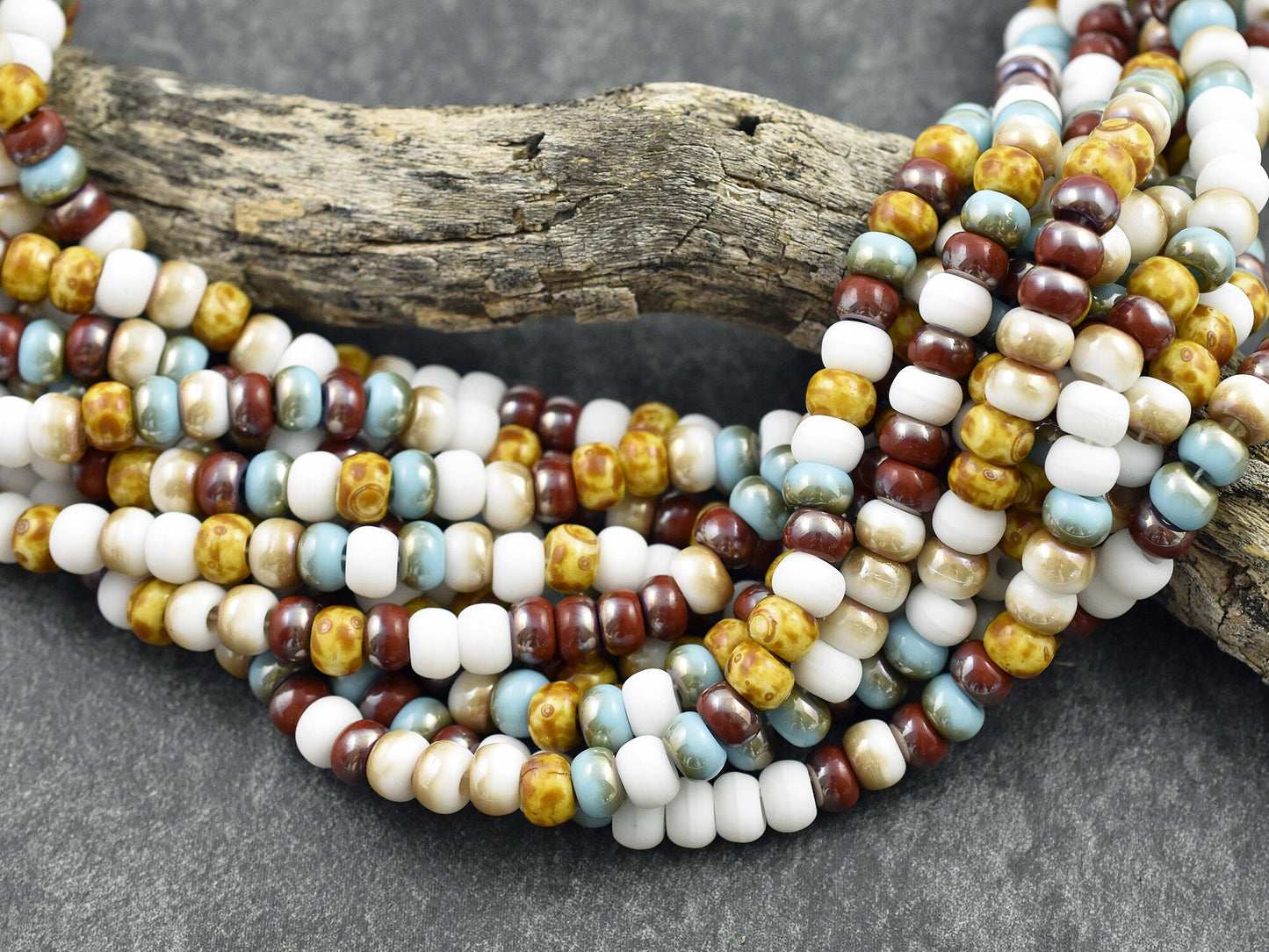 Picasso Seed Beads - Large Seed Beads - 2/0 - Czech Glass Beads - Large Hole Beads - 6mm - 21" Strand - (2258)