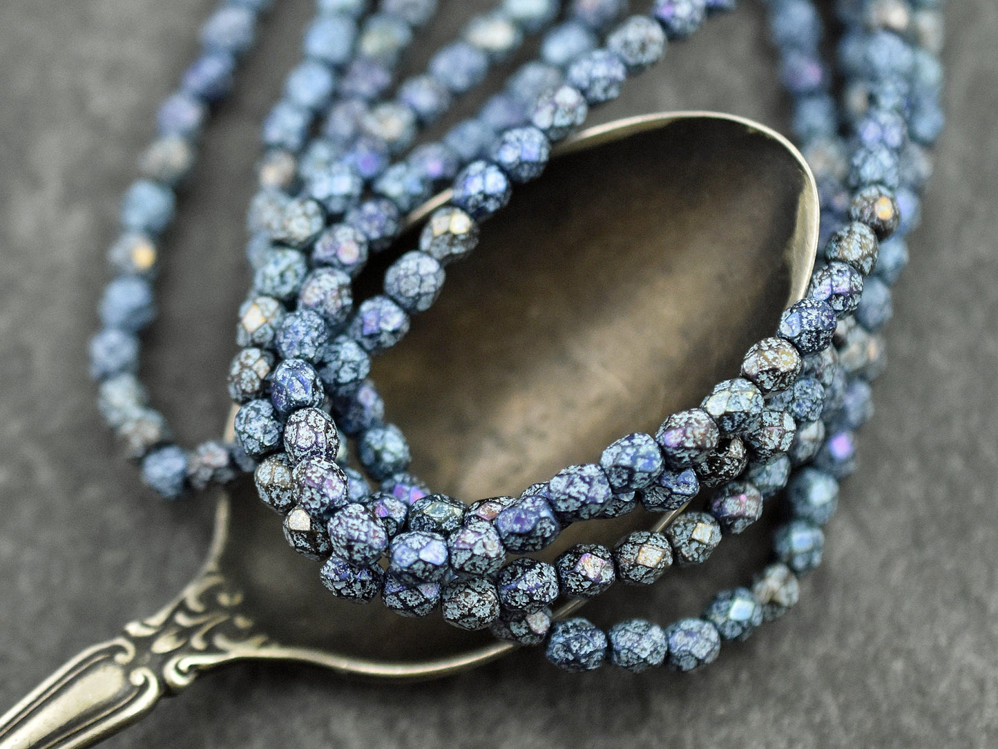 Czech Glass Beads - Fire Polish Beads - Round Beads - Etched Beads - Picasso Beads - 4mm - 50pcs (3063)