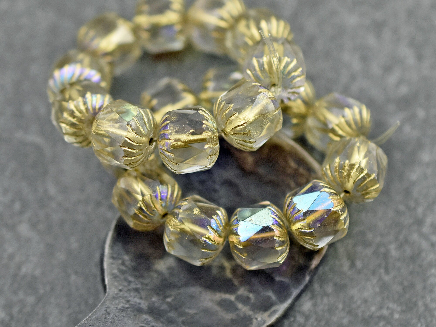 Czech Glass Beads - Picasso Beads - Fire Polished Beads - Chunky Beads - Center Cut - 10pcs - 10mm - (3864)