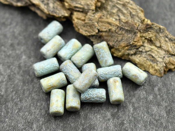 Picasso Beads - Czech Glass Beads - Etched Beads - Tube Beads - Picasso Beads - 9x5mm - 16pcs - (3377)
