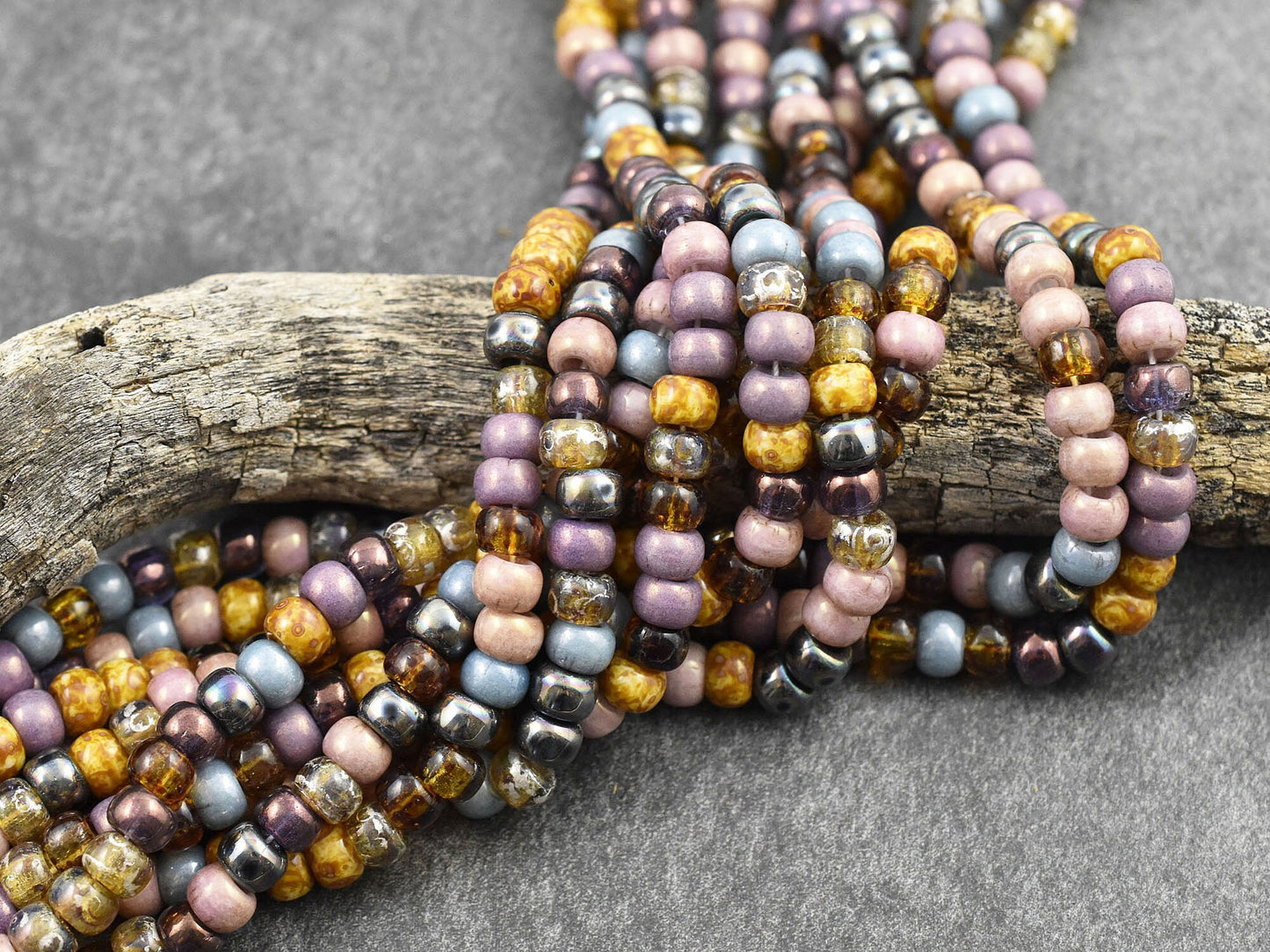 Aged Picasso Beads - Large Seed Beads - 2/0 - Large Hole Beads - Size 2 Beads - 21" Strand - (B192)