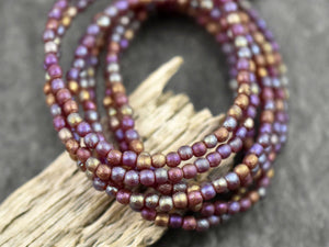 Czech Glass Beads - 3mm Beads - Picasso Beads - Round Beads - Druk Beads - 50pcs - (2135)