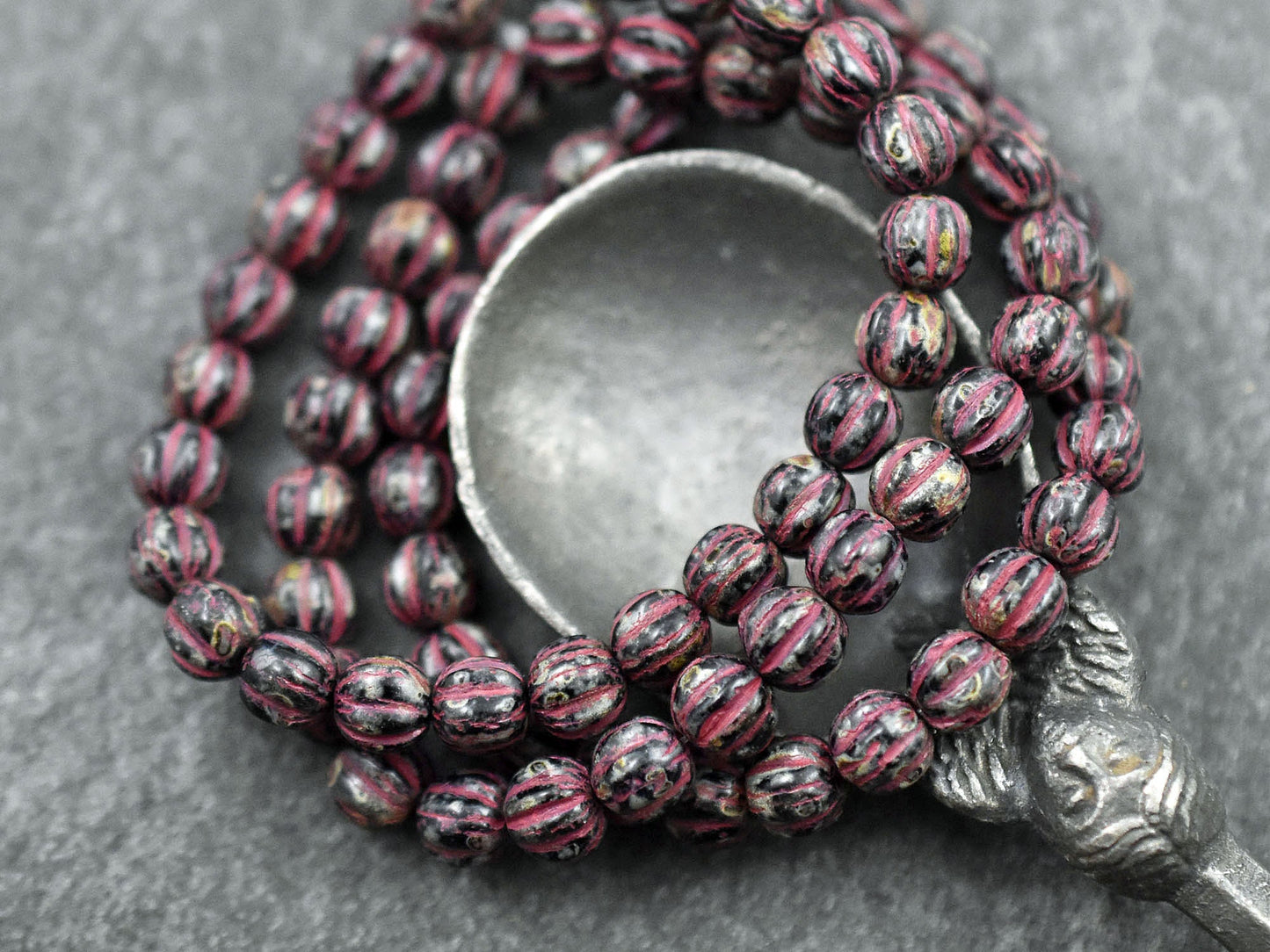 Picasso Beads - Melon Beads - Czech Glass Beads - Round Beads - Red Picasso - 5mm - 25pcs - (278)