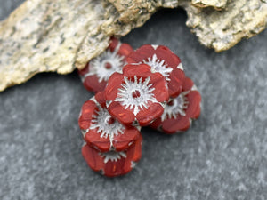 Picasso Beads - Czech Glass Beads - Hawaiian Flower Beads - Czech Glass Flowers - 12mm - 12pcs - (3794)