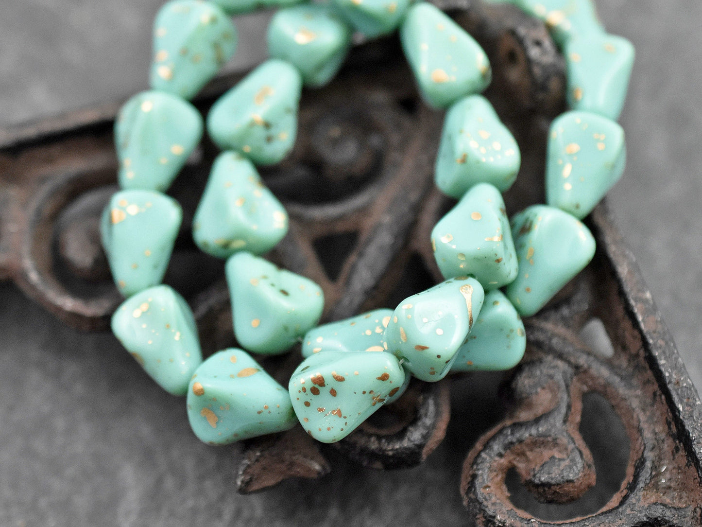 Czech Glass Beads - Drop Beads - Teardrop Beads - Picasso Beads - 12pcs - 13x12mm - (3535)