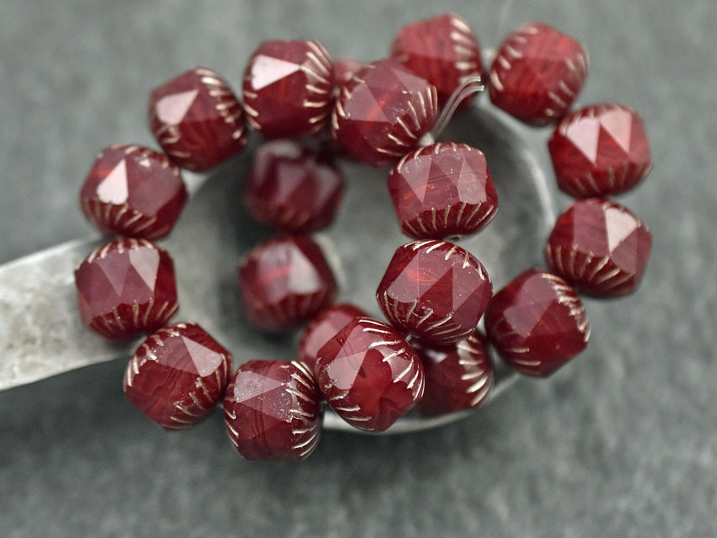 Czech Glass Beads - Picasso Beads - Fire Polished Beads - Chunky Beads - Center Cut - 10pcs - 10mm - (2665)