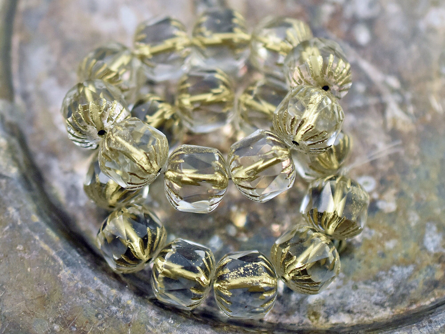 Czech Glass Beads - Picasso Beads - Fire Polished Beads - Chunky Beads - Center Cut - 10pcs - 10mm - (3633)