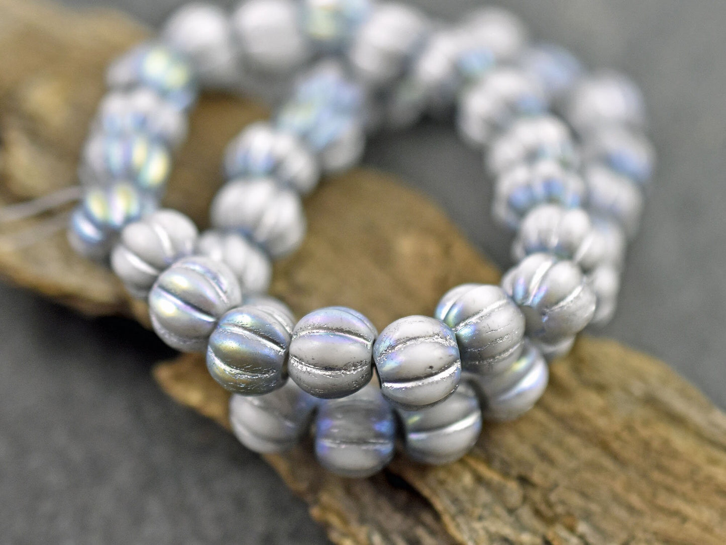 Czech Glass Beads - Large Hole Beads - 3mm Hole Bead - Picasso Beads - 8mm Beads - Melon Beads - Round Beads - 20pcs - (5866)