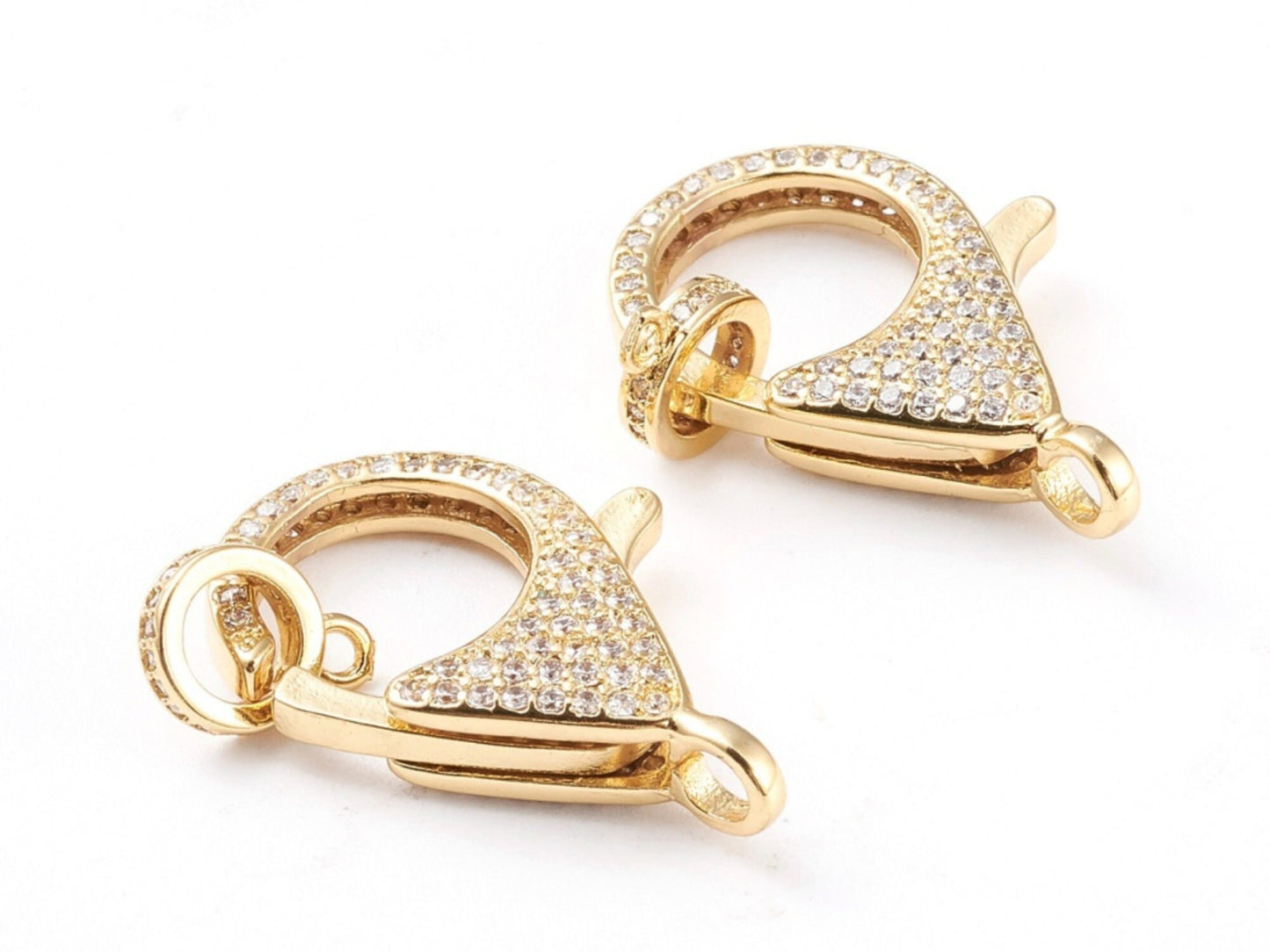26x18mm 18k Gold Plated CZ Lobster Clasp
