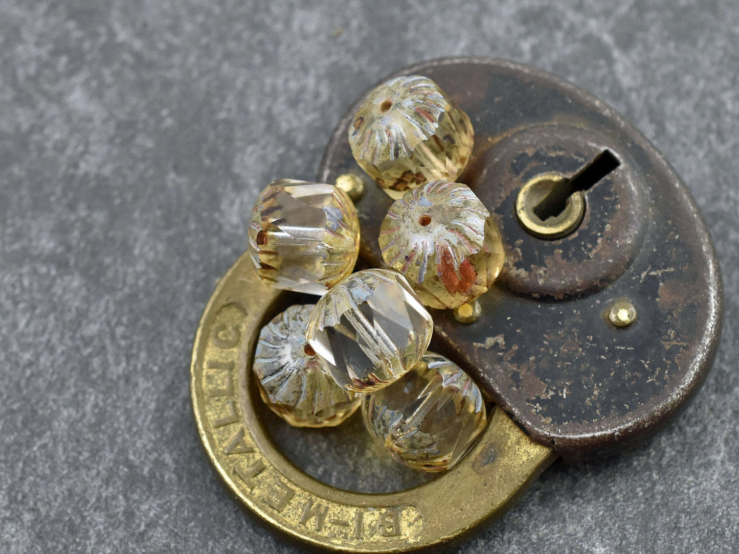 Picasso Beads - Fire Polished Beads - Czech Glass Beads - Chunky Beads - Center Cut - 10pcs - 11x10mm - (5964)