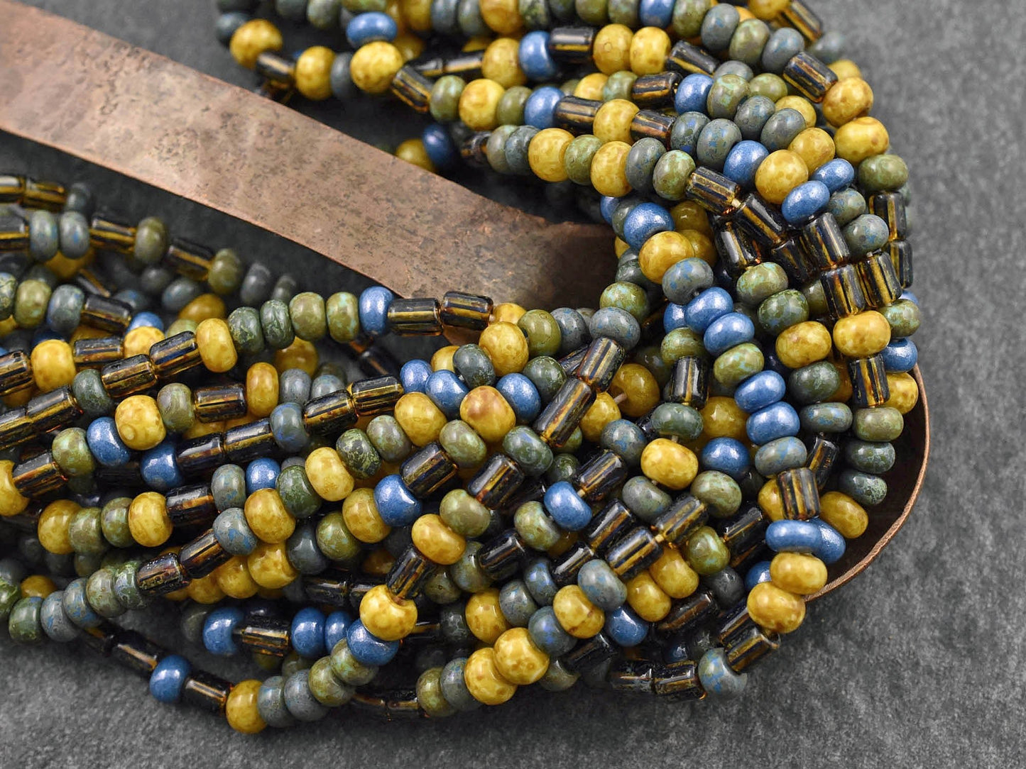 Seed Beads - Bugle Beads - Aged Picasso Beads - Picasso Beads - Czech Glass Beads - 4mm - 19" Strand - (3661)