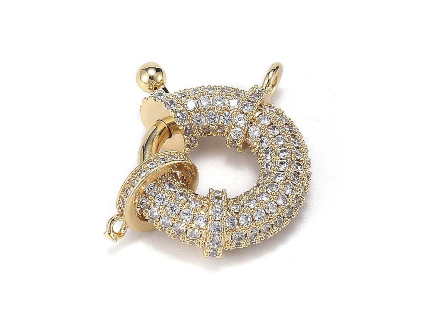 25x20mm 18k Gold Plated Micro Pave Cubic Zirconia Spring Ring Clasp
