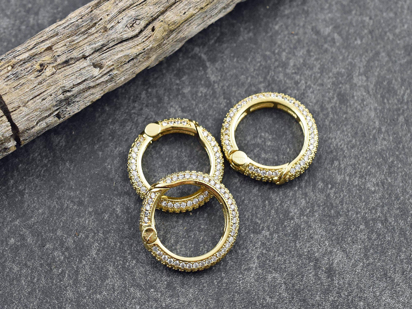 Spring Ring Clasp - Rhinestone Clasp - Trigerless Lobster Clasp - Pave Clasp - 19mm - 1pc - (3154)