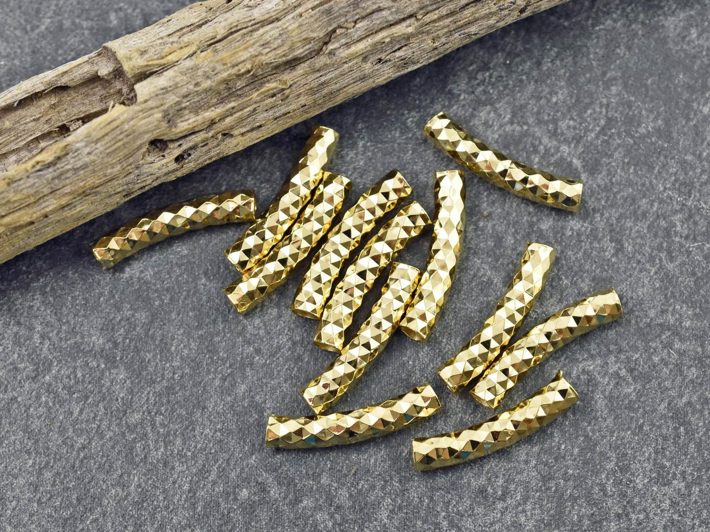 Bracelet Tube - Curved Tube Bead - Metal Tube Bead - Curved Tubes - Metal Beads - Bracelet Beads - Bracelet Bar - 20x4mm- 20pcs - (6059)