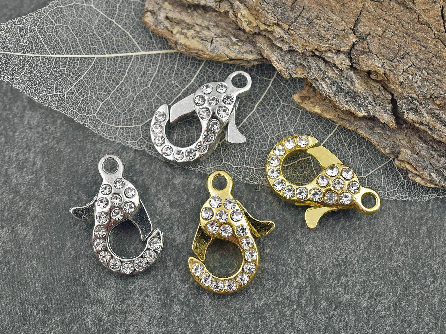 21x13x7mm Crystal Rhinestone Lobster Clasps - 2pcs