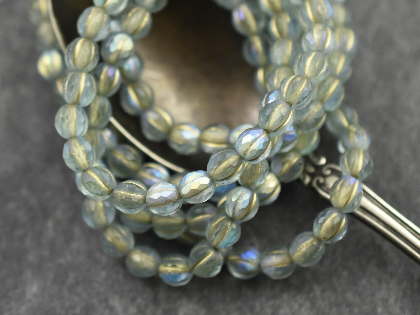 6mm Beads - Melon Beads - Czech Glass Beads - Faceted Melon - Round Beads - 6mm - 25pcs - (3863)