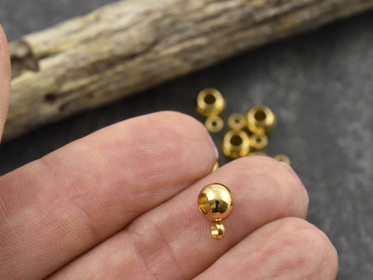 Bail Beads - Charm Hanger Beads - Gold Beads - Metal Spacers - Metal Beads - Gold Spacer Beads - 50pcs - 6mm - (819)