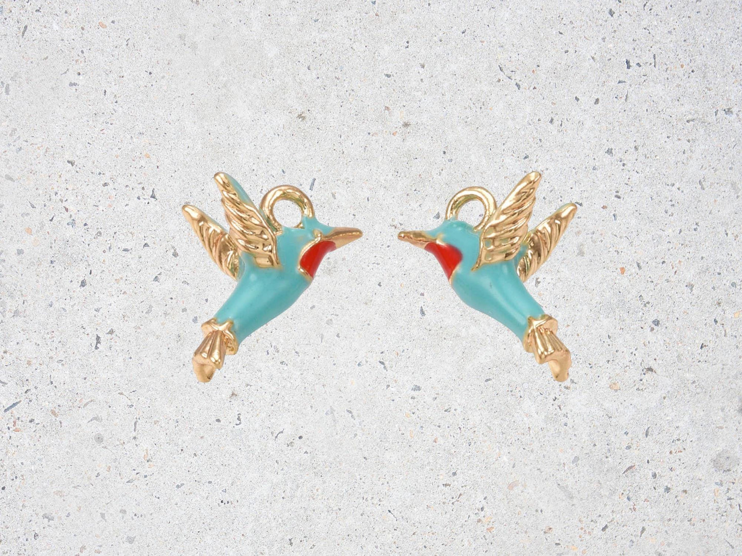 Bird Charms - Enamel Charms - Jewelry Making Charms - Blue Bird Charm - 10x14x8mm - 10pcs - (2800)