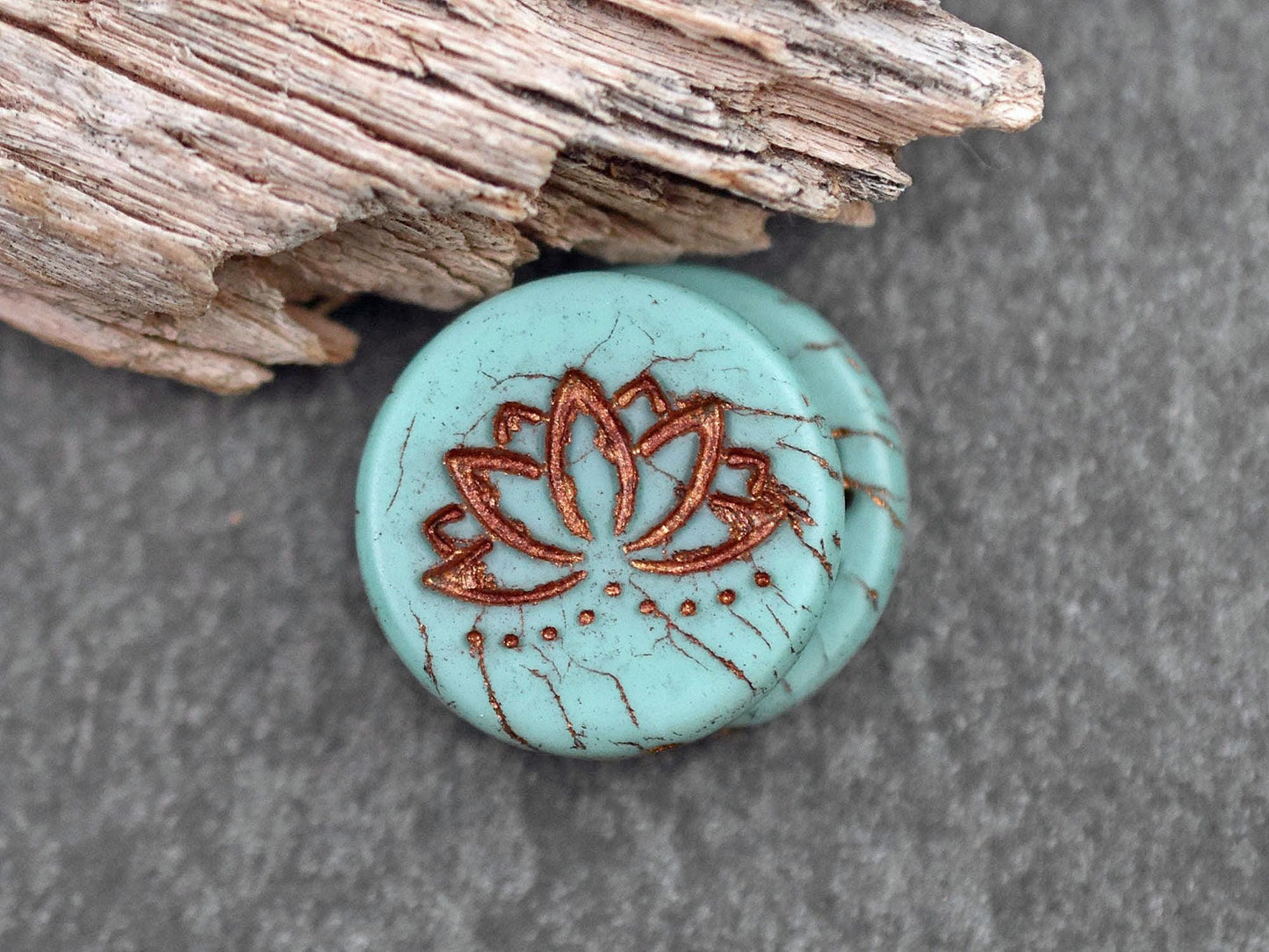 Czech Glass Beads - Lotus Flower Bead - Picasso Beads - Czech Lotus Beads - Lotus Flower Pendant - 4pcs - (A424)