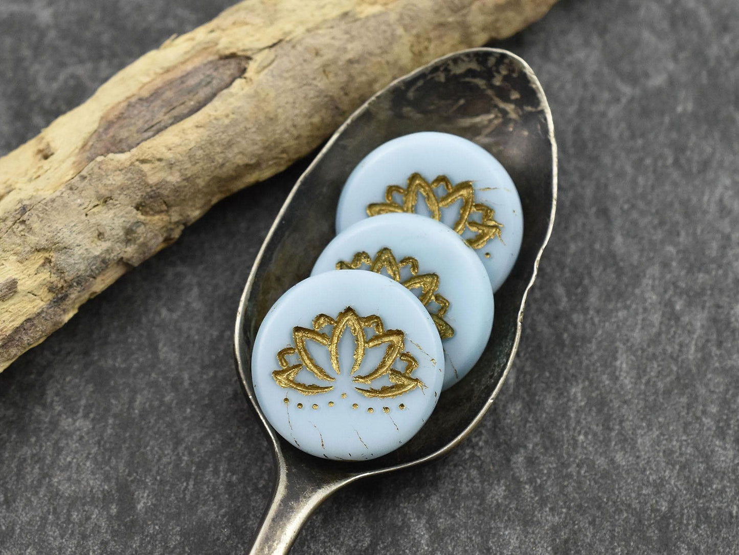 Czech Glass Beads - Lotus Flower Bead - Picasso Beads - Czech Lotus Beads - Lotus Flower Pendant - 4pcs - (2137)