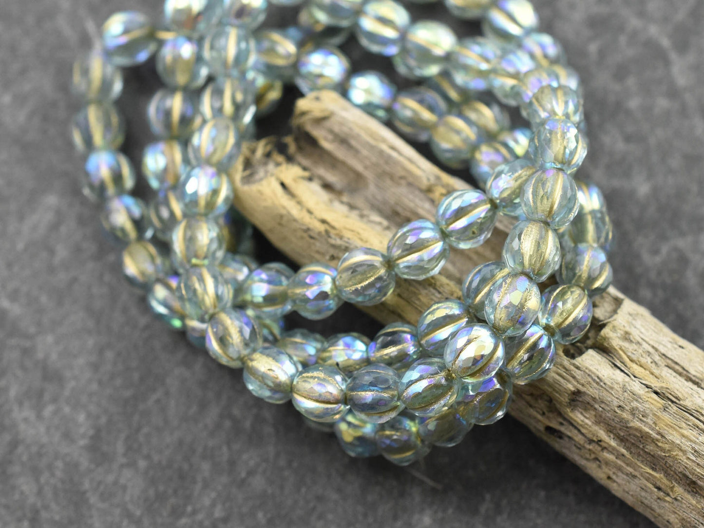 6mm Beads - Melon Beads - Czech Glass Beads - Faceted Melon - Round Beads - 6mm - 25pcs - (3863)